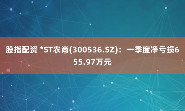 股指配资 *ST农尚(300536.SZ)：一季度净亏损655.97万元